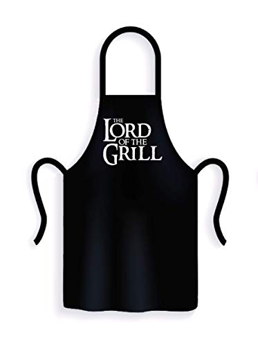 Tablier de cuisine THE LORD OF THE GRILL. Tablier amusant pour les amateurs de cuisine basé sur la série télévisée Le Seigneur des Anneaux - Noir - Taille Unique