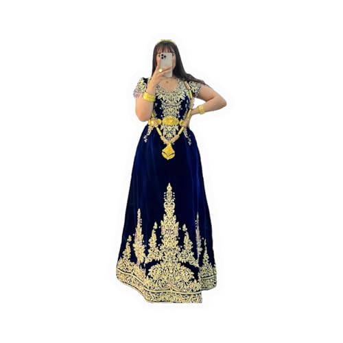 Robe Fergani algérienne l'éclat du bleu royal et de l'or pour honorer vos traditions