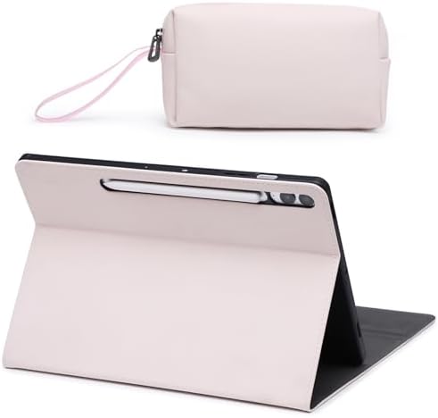 HYZUO Case for Samsung Galaxy Tab S9 FE+ Plus/Galaxy Tab S9+ Plus 12.4 Inch 2023, Multi-Angle Viewing Folio Stand with S Pen Holder, Protective Tablet Cover with Pouch, Auto Wake/Sleep, Apricot