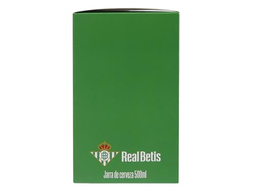 CYPBRANDS Real Betis Balompié, Jarra de Cerveza, Vidrio, Capacidad 500 ml, Transparente, Producto Oficial