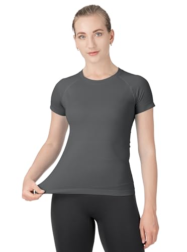 Image of MathCat Seamless Workout Tops for Women Short Sleeve Yoga Running Shirts,Breathable Athletic Compression Shirt Women XS-XL