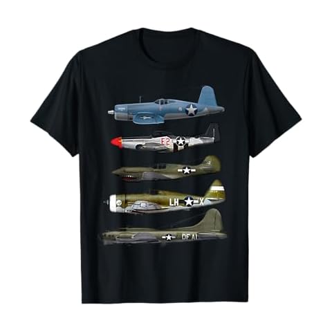 WW2 Warplane B-17 P51 Mustang F4U Corsair P40 Warhawk Gift T-Shirt Cover