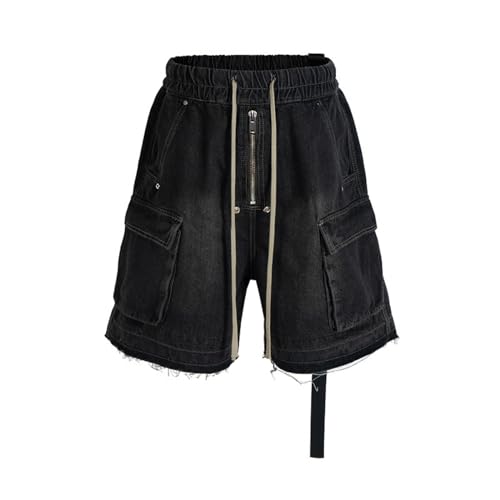 QJK Y2K Jorts Straight Drag Jorts Multi Pocket Cargo Jorts for Men