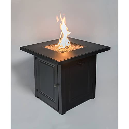 Hiland 28" Matte Black Propane Fire Pit Table #TOP5