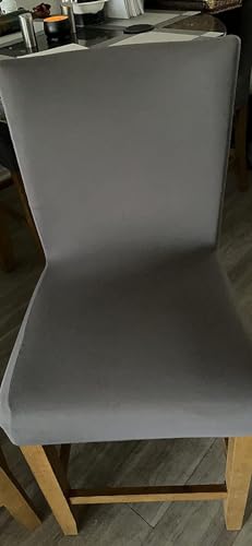 Image of SearchI Bar Stool Covers Set of 4, Stretch Washable Barstool Seat Covers, Counter Height Chair Covers for Kitchen Dining Room Cafe (Pure Grey)