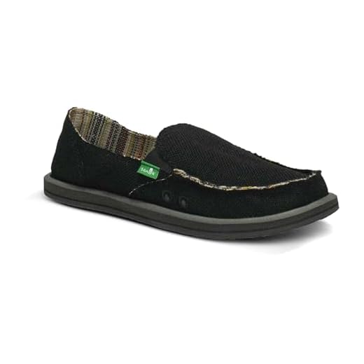 Sanuk Hanf-Slipper für Damen, Schlupfschuhe mit Memory-Schaum-Fußbett, Schwarz, 39 EU
