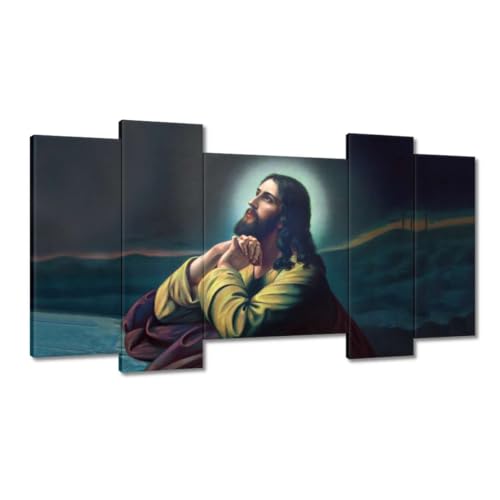Toile imprimée Prière dans le jardin de Jésus 120x65 cm cadeau de baptême et pendaison crémaillère