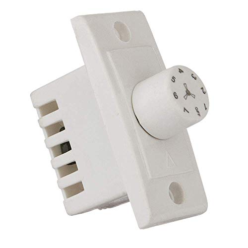 Hi-Plasst Switch Type 7-Speed Fan Regulator (Pack of 5) - 1M Non-Modular Triac + Capacitor Control - Silent 7-Step Speed Controller for Ceiling Fans - 100W, 240V - White Polycarbonate (5.5x2.4cm)