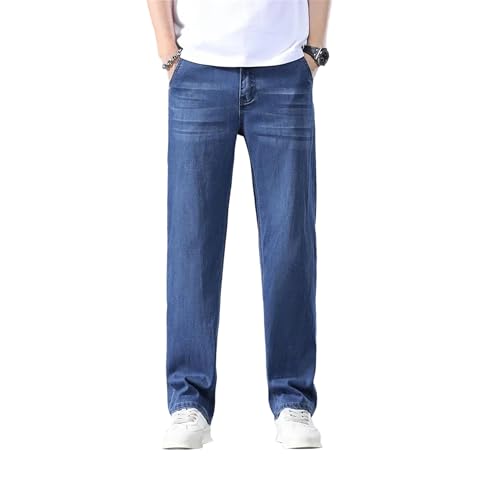 Men's Business Jeans Spring Thin Denim Pants Casual Straight Loose Fit Comfortable Trousers Male