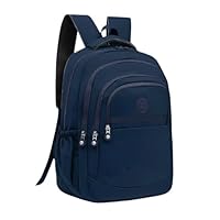 Mochila Clássica Unisex, Multi-Compartimentos, Alças Acolchoadas Ajustáveis, Bolso Lateral para Garrafa, Zíper Durável (Azul)