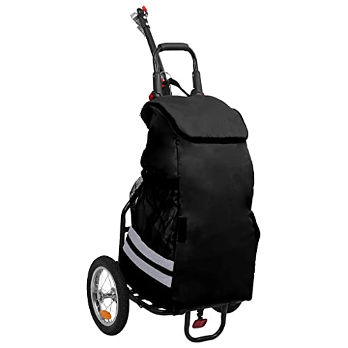 FAMIROSA Cargo-Fahrradanhänger mit Einkaufstasche Klappbar Schwarz Cover