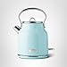 Haden Heritage 1.7 Liter Stainless Steel Electric Kettle, Hot Water Kettle with 360-Degree Base and Auto Shutoff, Turquoise & Chrome
