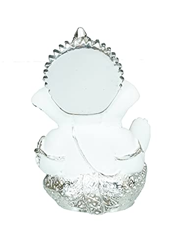 Image of eCraftIndia Silver Plated White Polyresin Lord Ganesha Idol for Home, Temple and Office - Perfect God Idol for Diwali, Ganesh Chaturthi, and Hindu Festivals, Ideal for Gift Giving