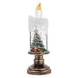 Snow Globe Lantern, Christmas Decorations Candle Lights, Vintage Xmas LED Tea Light, Santa Claus Scene Flameless Candle And Xmas Tree Led Lantern Glitter