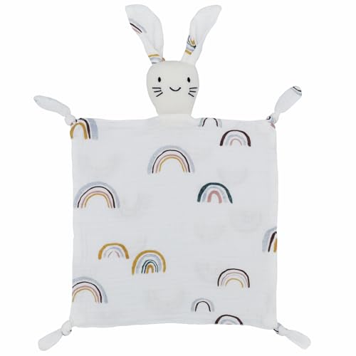FenFang Baby Schmusetuch, Musselin Schnuffeltuch Weich, Kuscheltuch Kuscheltier Schnuffeltücher Trösterchen Baby Spielzeug Geschenk Mädchen Jungen Kleinkinder Neugeboren ab 0 Monaten (Weißer Hase)