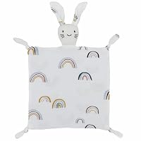 Doudou Bébé Tabalino 28x28cm - Mousseline Bambou Douce - 5 Pendants Ludiques - Cadeau Naissance Garçon/Fille