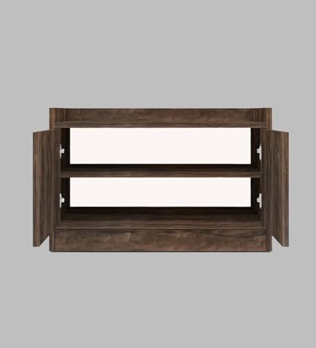 Image of SPECIALITY PANELS 2 Door Shoe Rack with Cushion | 2 Door Shoe Cabinet with Storage Bench | Shoe Organizer for Entryway Home Living Room | 75 x 49 x 37.5cm Storage | DIY Assembly | Walnut Brown Finish