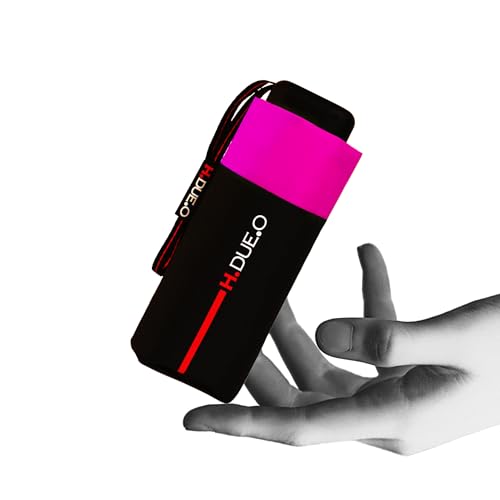 H.DUE.O [TRAVEL] Pocket Umbrella [Only 17cm] Large Dome. Ultra-Light Travel Umbrella, Portable Flat Durable Quick Drying Umbrella, fuchsia, MICRO