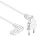 Produktbild XTC Netzkabel 2,00m Weiss, Eurostecker auf 2-Pin Euro Doppelbuchse C7, 90° abgewinkelt, für Flat-TVs, Monitore, Radios, etc