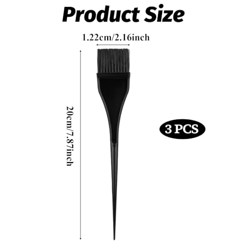 Escova de tintura de cabelo, 3 peças de pincéis de cor preta, pincéis de cor para cabeleireiro, apli