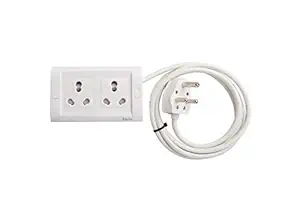 SeCro 230 volts 1500 - 3600 Watts 16 Ampere Dual Socket Surge Protected and Plug Extension Cord Cable (White, 2 Meters)