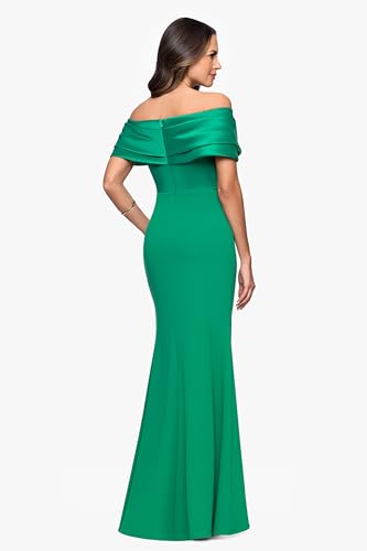 Image of Betsy & Adam Women's Draped Off Shoulder Sweetheart Neckline Evening Gown