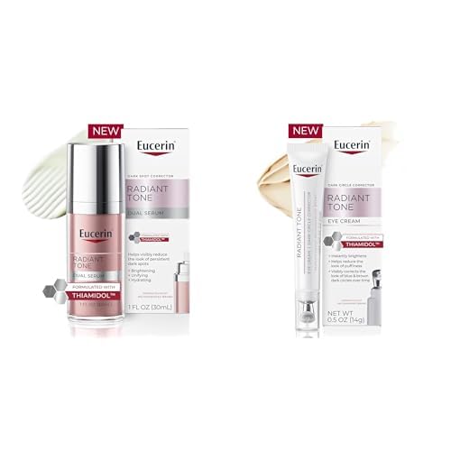 Eucerin Radiant Tone Dual Serum Dark Spot Corrector, Dark Spot Serum with Thiamidol and Hyaluronic Acid+ Eye Cream Dark Circle Corrector, Eye Brightening Cream with Thiamidol and Hyaluronic Acid