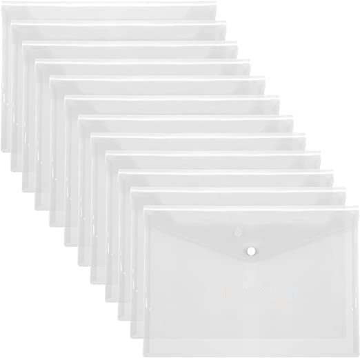 Transperent Button Bag Folder (Pack of 12 Pcs), Office Folders