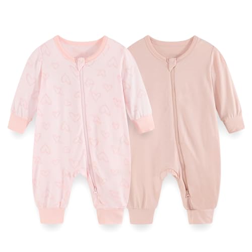 Image of JELYLOVE Unisex Rayon Made from Bamboo Zipper Baby Boy Girl Rompers 2 Pcak Long Sleeve Infants Jumpsuits New Born Clothes