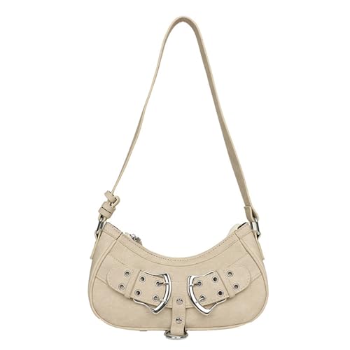 Ldabrye Bolsos de mano para mujer, de piel sintética, estilo punk, con ojales, hebilla en las axilas, axilas, bolso sólido para motor, pequeño, color 4, 27*16*8cm