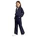 Rjognt Kids Sweatsuit 9-10 Outfits Sets Girls Half Zip 2 Piece Cozy Sweatsuits for Teens Kids Thumb Hole Sweatshirts and Jogger Sweatpants Sweat Set Fashion With Pockets Navy