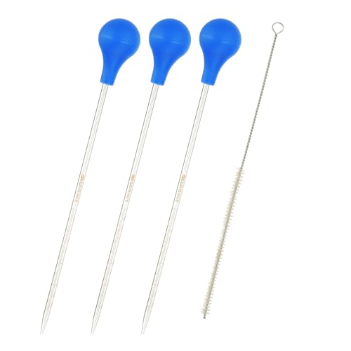 Pipette verre borosilicaté PATIKIL 0.1ml avec bouchon bleu et brosse kit de 3 pcs