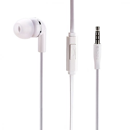 Mono Handsfree Headset Single in-ear Flat Cable Earphone Earbud White for iPhone 6 6S, Plus, 5S 5C SE - Samsung Galaxy S8 S8+ S7 S6, Edge, Edge+, S5, S4, Active, Galaxy Note 5 4 3 - LG G3 G4 G5 G6 V20