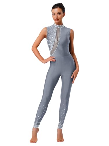 Freebily Body Danza Donna Senza Maniche Tuta Intera da Pattinaggio