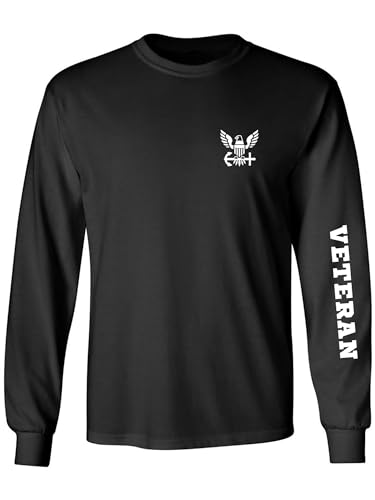 zerogravitee Navy Veteran White Sleeve Print Adult Long Sleeve T-Shirt