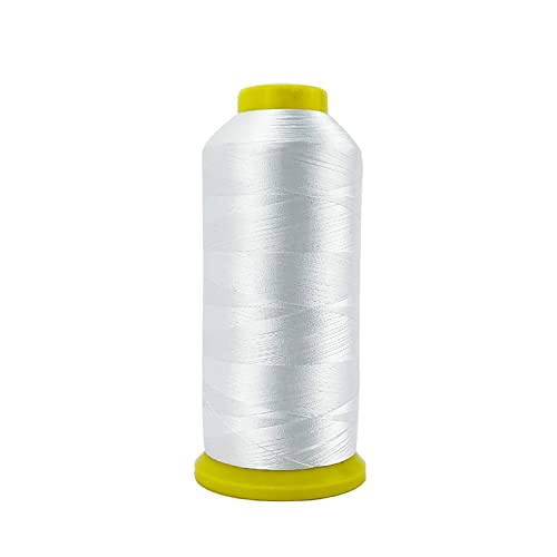 Wennuo White Embroidery Machine Thread Polyester Large Thread Spool Kit 5500 Yard (5000M) For Sewing And Embroidery Machine,108D/2 (1White) #TOP7