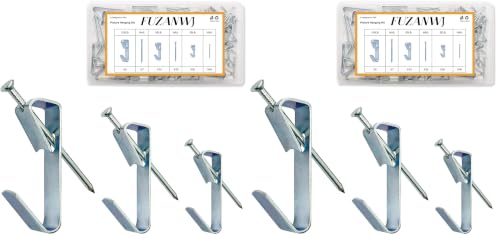 Image of 117Pcs Picture Hangers, 3 Size Picture Hooks Including 30 /50 /100lbs, Picture Hanging Kit, Professional Plaster Picture Hanging Kit for Wooden Wall or Drywall(50 Hangers+ 67 Nails) (Pack of 2)