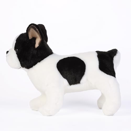 Tiny Heart Französische Bulldogge Stofftier Plüschtier 26cm/10” realistisches Bulldogge Plüsch schönes Tier niedliche und weiche Geschenke Hund für Kinder Jungen und Mädchen Spielzeug Weiß