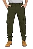 Alamo Casual Cargo Pants for Men - Stretchable, Regular Fit Cargo Work Pants for Men - 6 Pocket Outdoor Mens Work Pants Olive