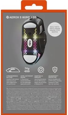 SteelSeries Aerox 5 Wireless - Holey RGB Gaming Mouse - Ultra-lightweight Water Resistant Design - 9 Buttons β Bluetooth/2.4 GHz - 18K DPI TrueMove Air Optical Sensor - 2