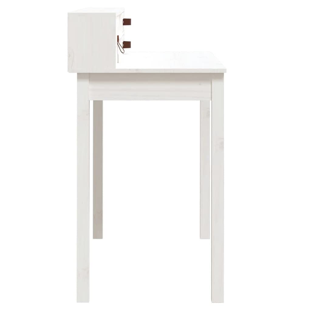 INLIFE Mueble Escritorio Despacho, Blanco 110 x 50 x 93 cm Madera Maciza de Pino, 13,6 kg, 823530