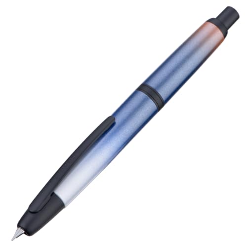 Image of Jinhao 10 Press Fountain Pen with Box, Gradient Dark Blue Retractable Fine Nib with Ink Converter Set (Black Clip)