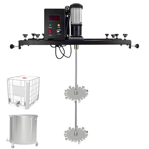 DNEPEI Industrial Grade Electric Paint Mixer 1000W,1000L IBC Agitator with Speed Adjustment (60-1000 RPM), Ultra-Quiet Motor (45dB) & Foldable Propeller for Heavy Duty Use C