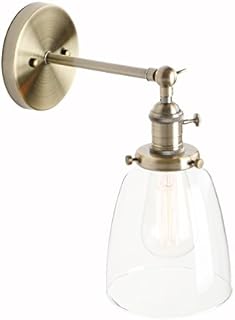 PathsOn Industrial Vintage Modern Wall Light Fittings Loft Bar Kitchen Sconce Wall Lamp Light Fixture with 5.5 Clear Glass Lampshade E27 (Brushed)
