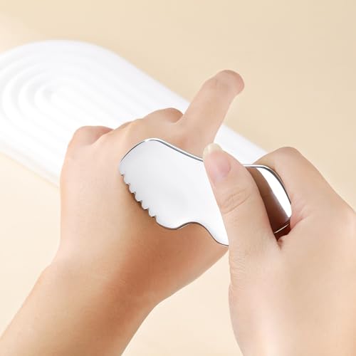SSKHE 1Pc Gua Sha Stainless Steel,Gua Sha Tool,Gua Sha Stone,Gua Sha Myofascial Massage Board,Guasha Tool Face,Face Massage Tool,Stainless Steel Gua Sha Comb for Face Eyes - Image 4