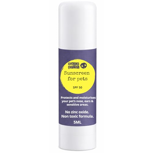 Noseprint Haustier Sonnencreme Stick SPF 50 – 5 ml Reisegröße für Hunde & Katzen | Zinkoxidfreie Sonnenpflege | Wasserfester Sonnenschutz für Nase, Ohren & Empfindliche Haut | Pet Sunscreen Stick