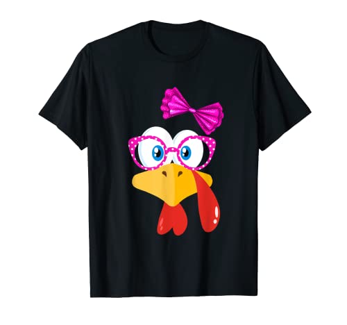 Funny Thanksgiving Turkey Girl Face Pink Gafas de sol Mujer Camiseta