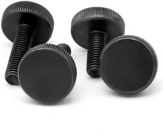 2pcs M10 30mm HD Big Flat Head Knurled Hand-twist Screws Bolts Knob Screw Adjustment Bolt Thread Nails Carbon Steel BLACK GB835 - (Size: M10x30mmxD30x8.5mm)