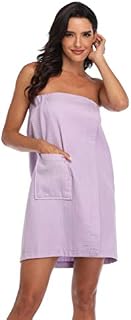 Mignon Cromwell Women's Waffle Shower Wrap Towel Spa Bath Cover Up with Adjustable