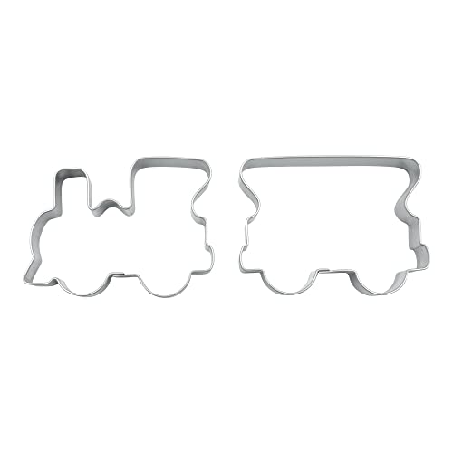 BekkiB - 2er Set 'Fahrzeuge' - Ausstechformen Lokomotive und Personenwagen, Ausstecherset Züge - 53067